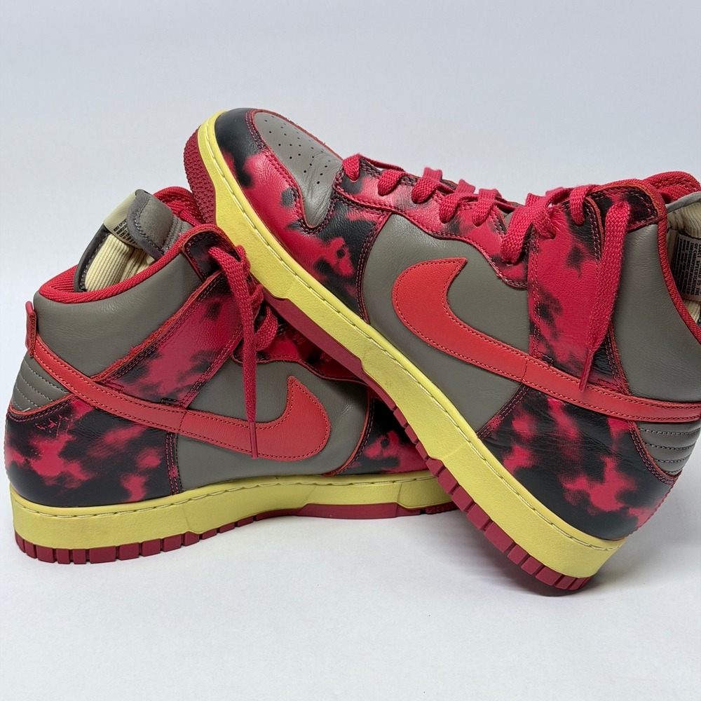 Nike Dunk High 1985 Red Acid Wash Grey Black Mens 13 - Picture 5 of 10